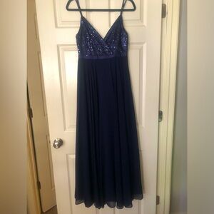 Lulu's Navy Blue Sequin Maxi Dress